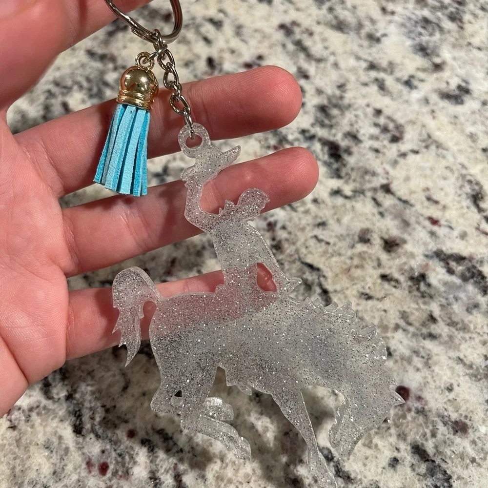 Handmade Bucking Bronco/Horse Riding/Cowboy Keychain - Picture 2 of 6